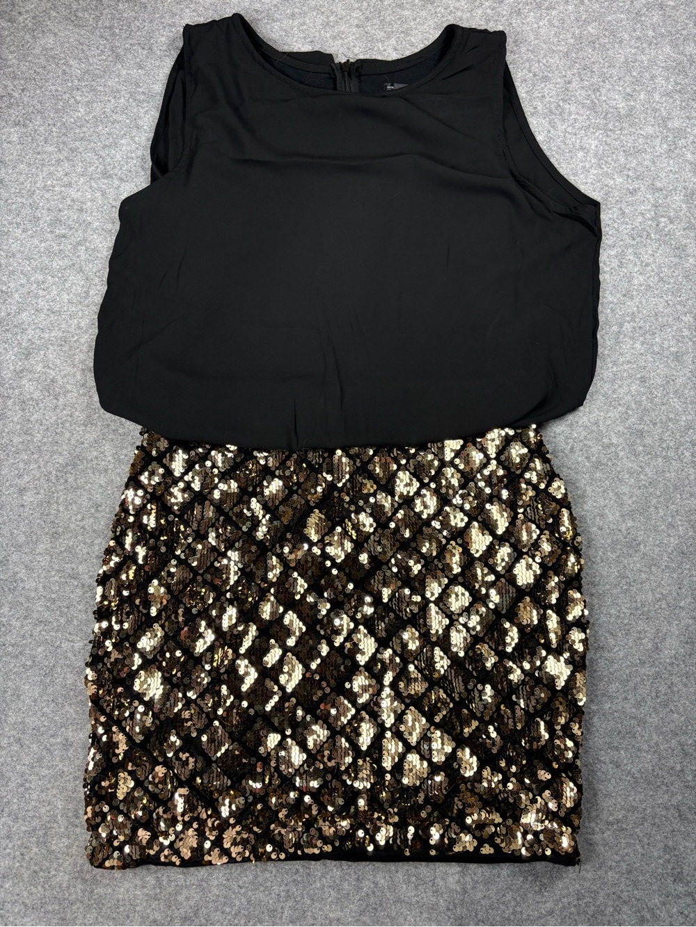 SHEIN Black Sleeveless Blouse Sequin Diamond Mini Dress M